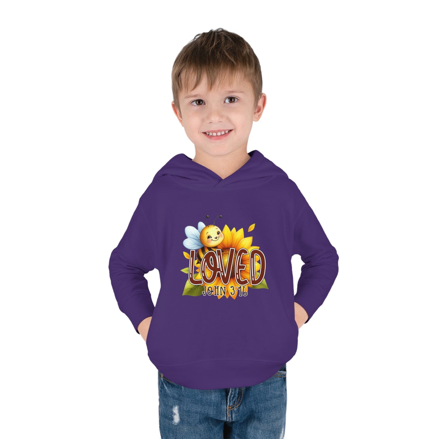 John 3:16 Loved Christian Toddler Pullover Fleece Hooded Sweatshirt