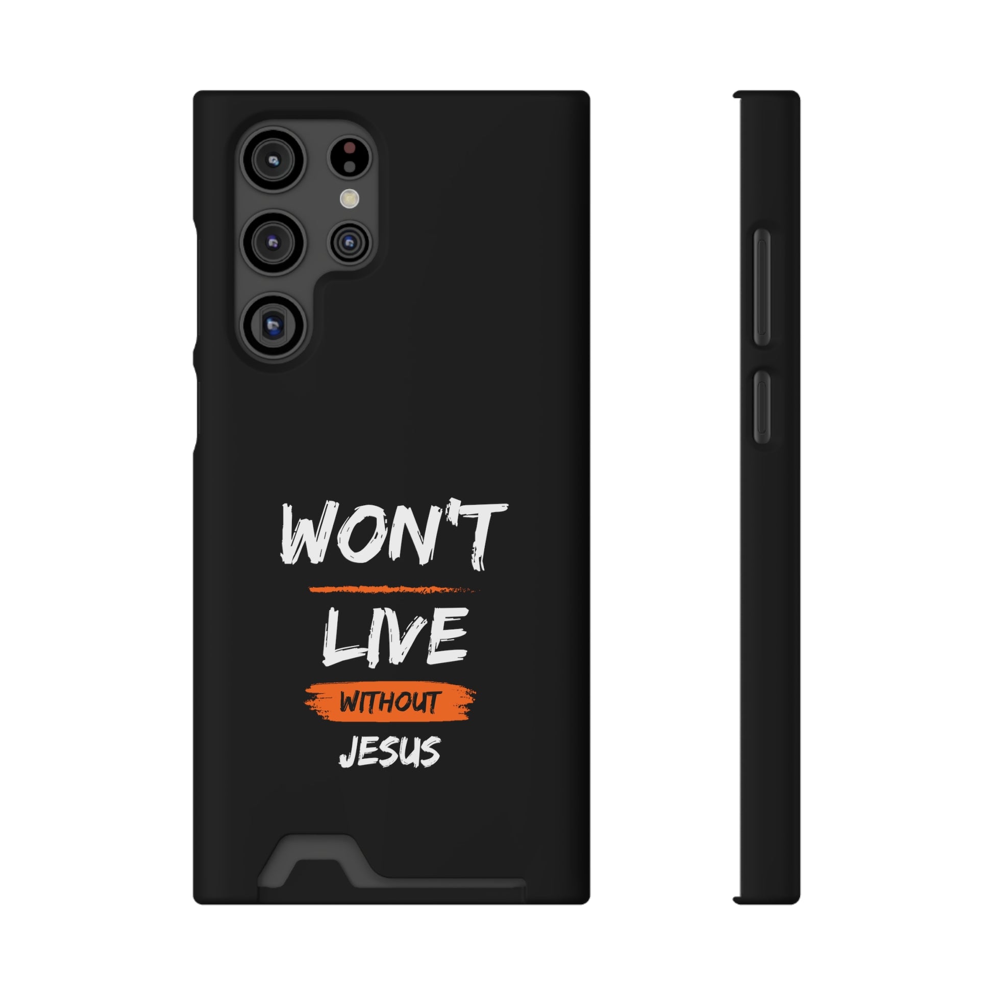 Won't Live Without Jesus Christian Phone Case With Card Holder Printify