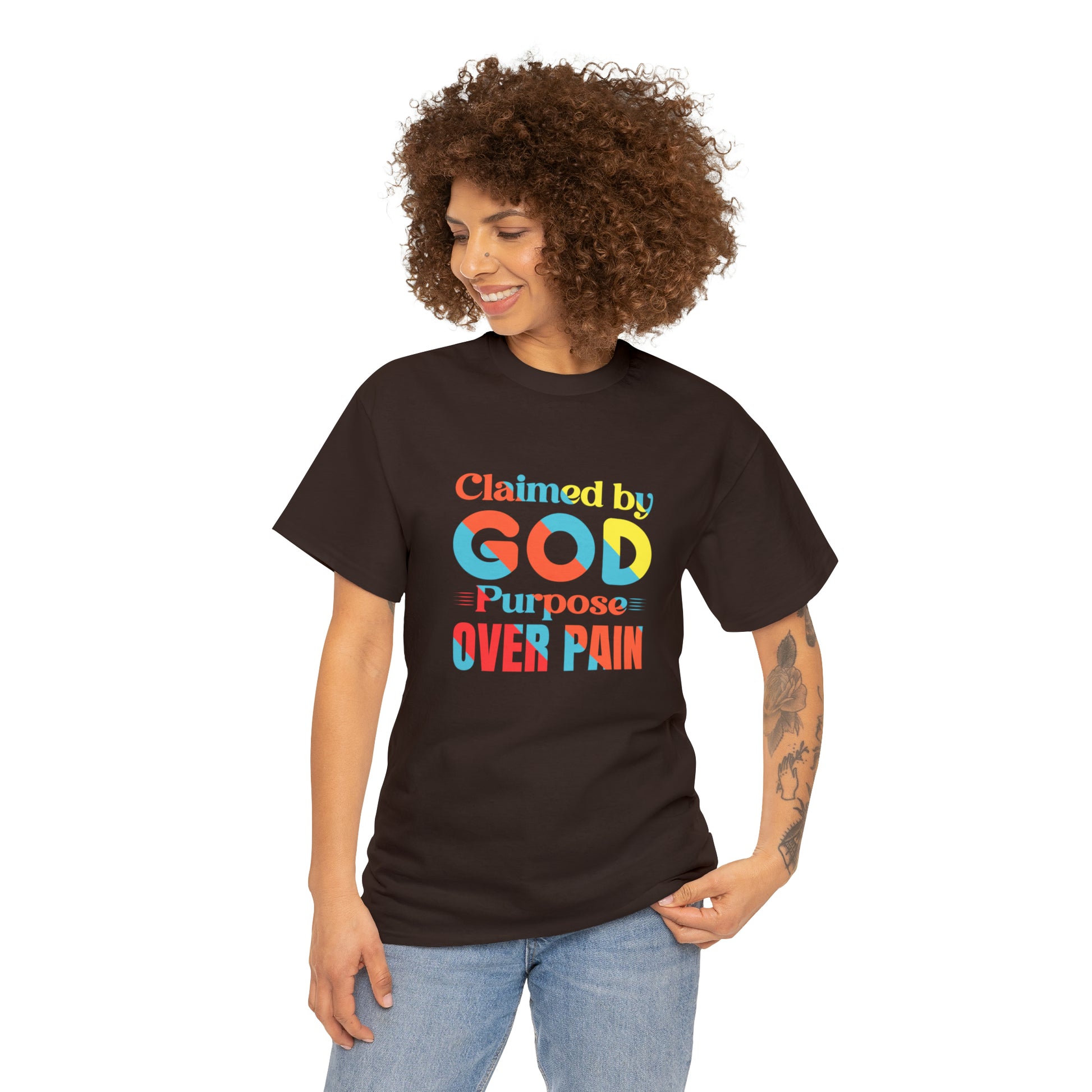 Claimed By God Purpose Over Pain Unisex Heavy Cotton Tee Printify