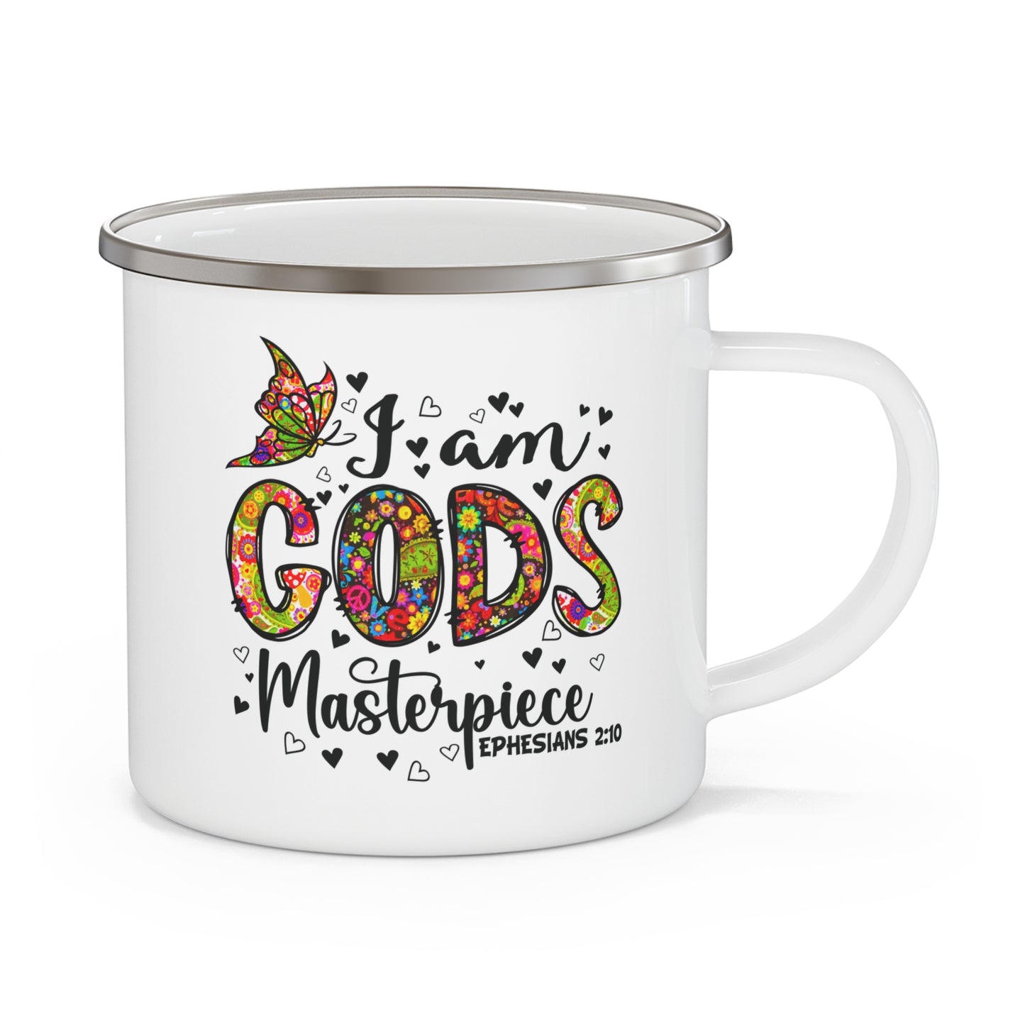 I Am God's Masterpiece Christian Enamel Camping Mug 12oz