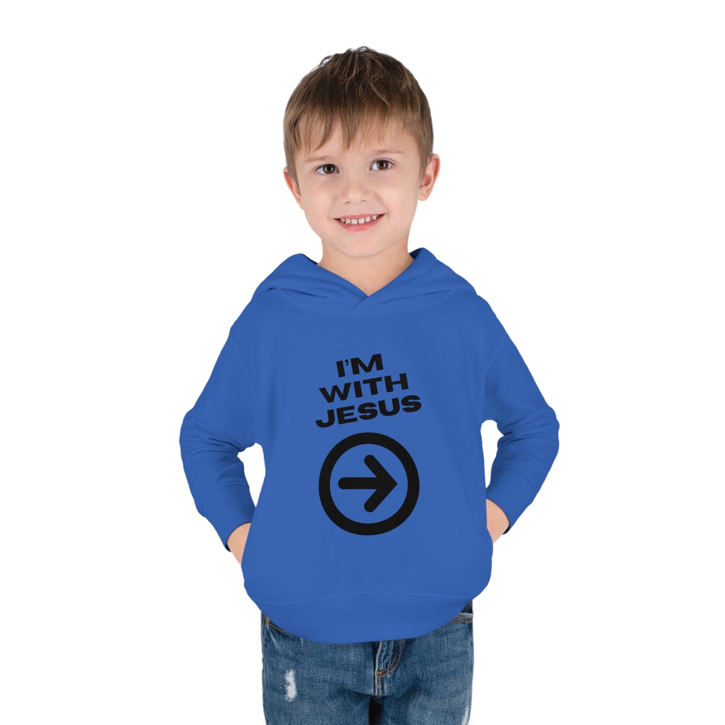 I'm With Jesus Christian Toddler Pullover Fleece Hooded Sweatshirt