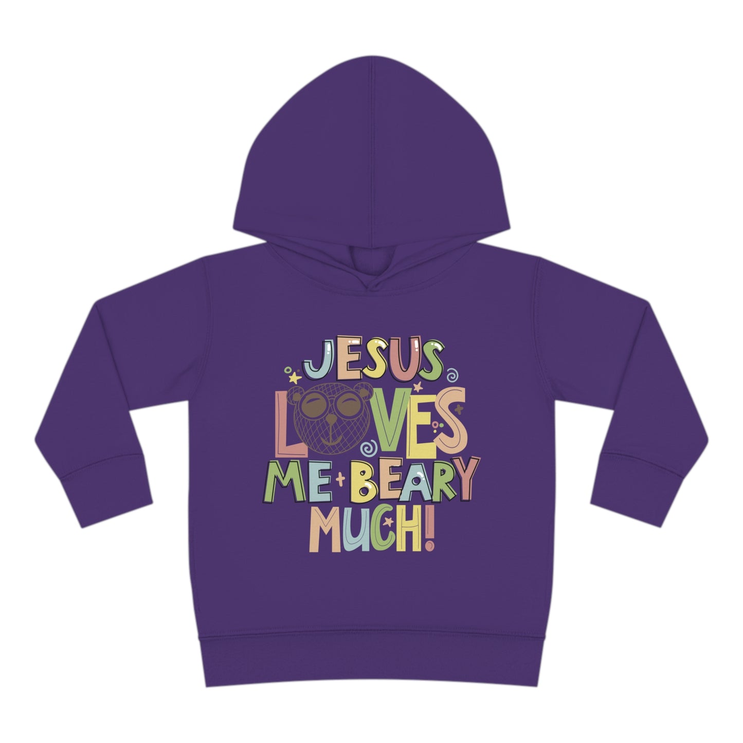 Jesus Loves Me Beary Much Toddler Pullover Fleece Hooded Sweatshirt