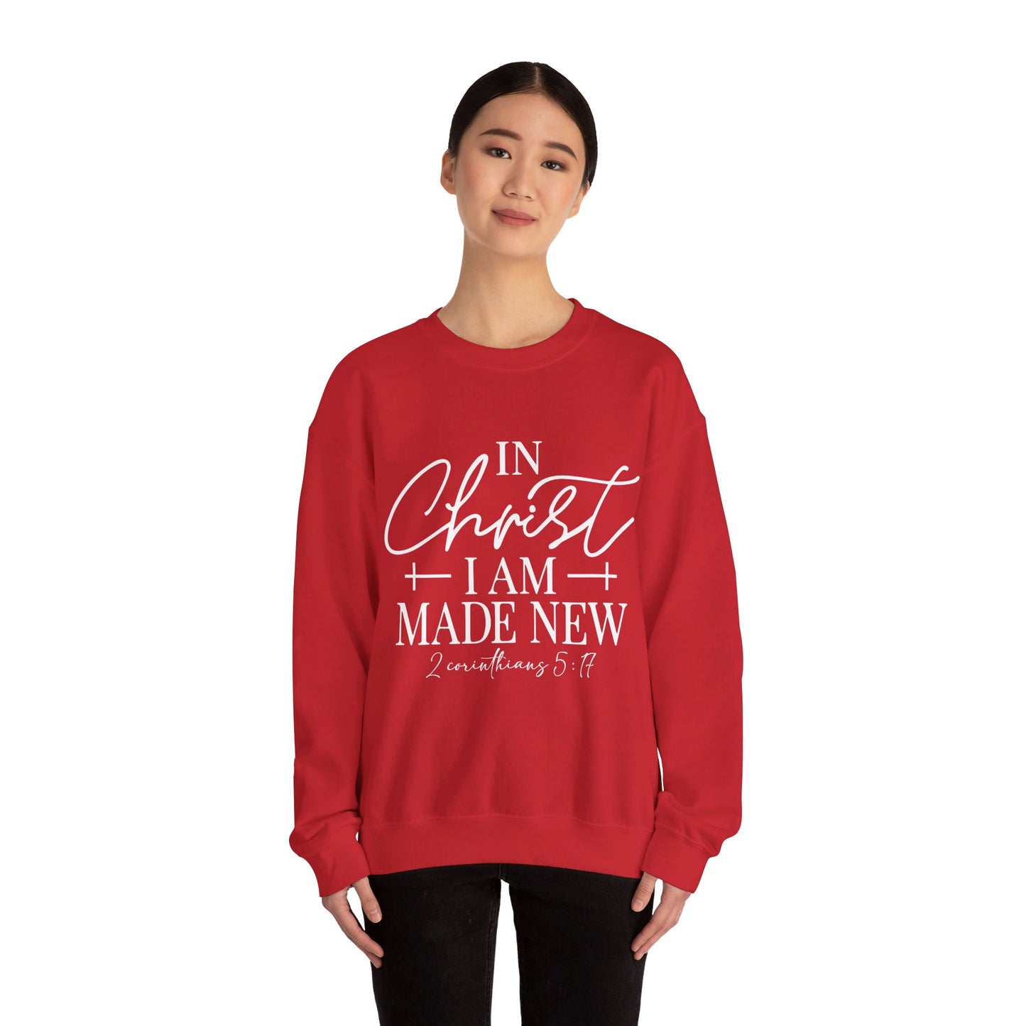 2 Corinthians 5:17 In Christ I Am Made New Unisex Heavy Blend™ Crewneck Christian Sweatshirt