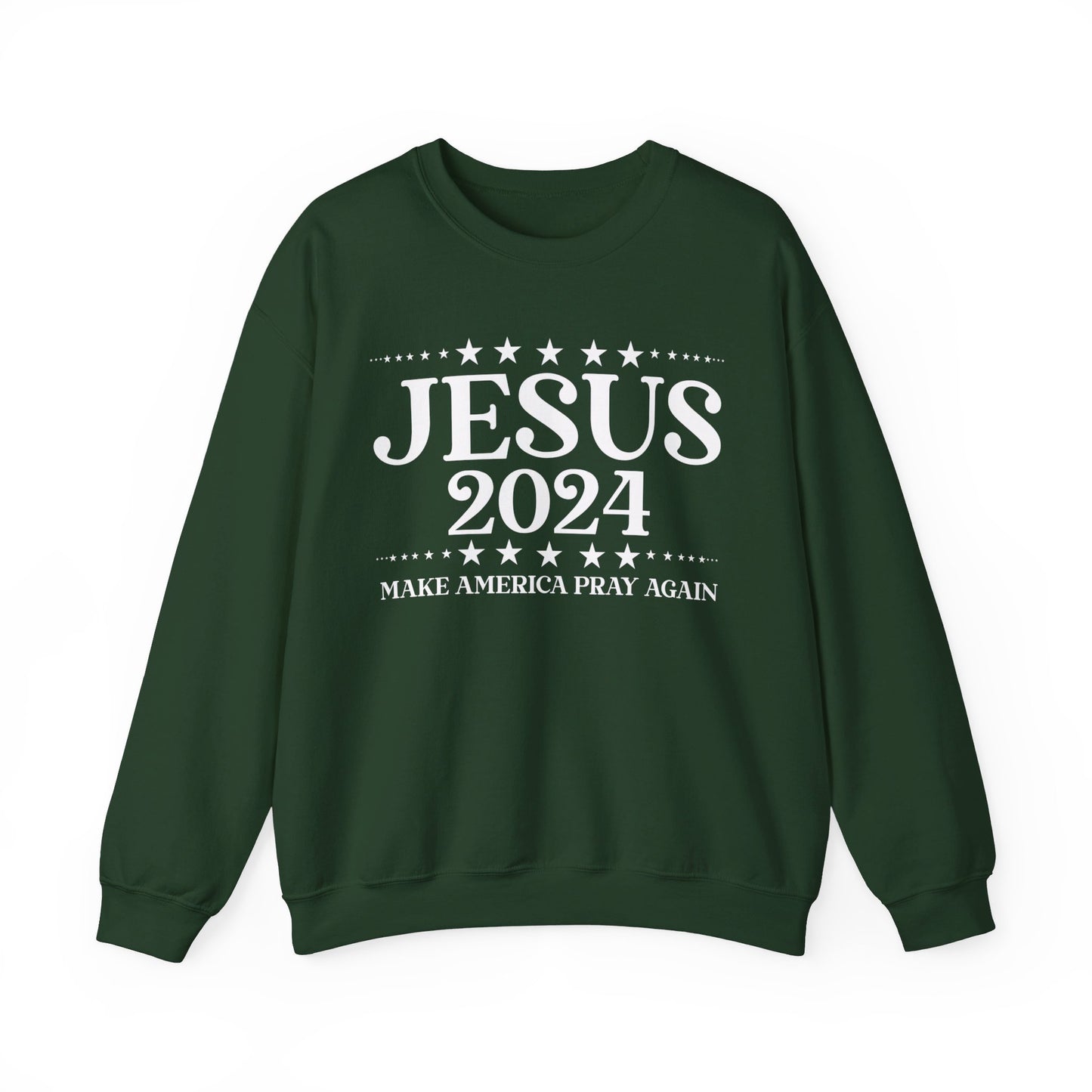 Jesus 2024 Make America Pray Again   Unisex Heavy Blend™ Crewneck Christian Sweatshirt