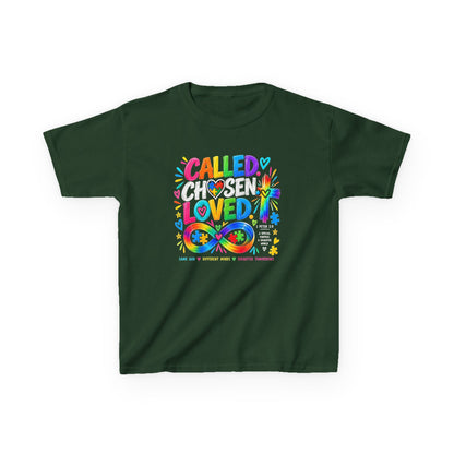 Called Chosen Loved colorful autism awareness youth t-shirt