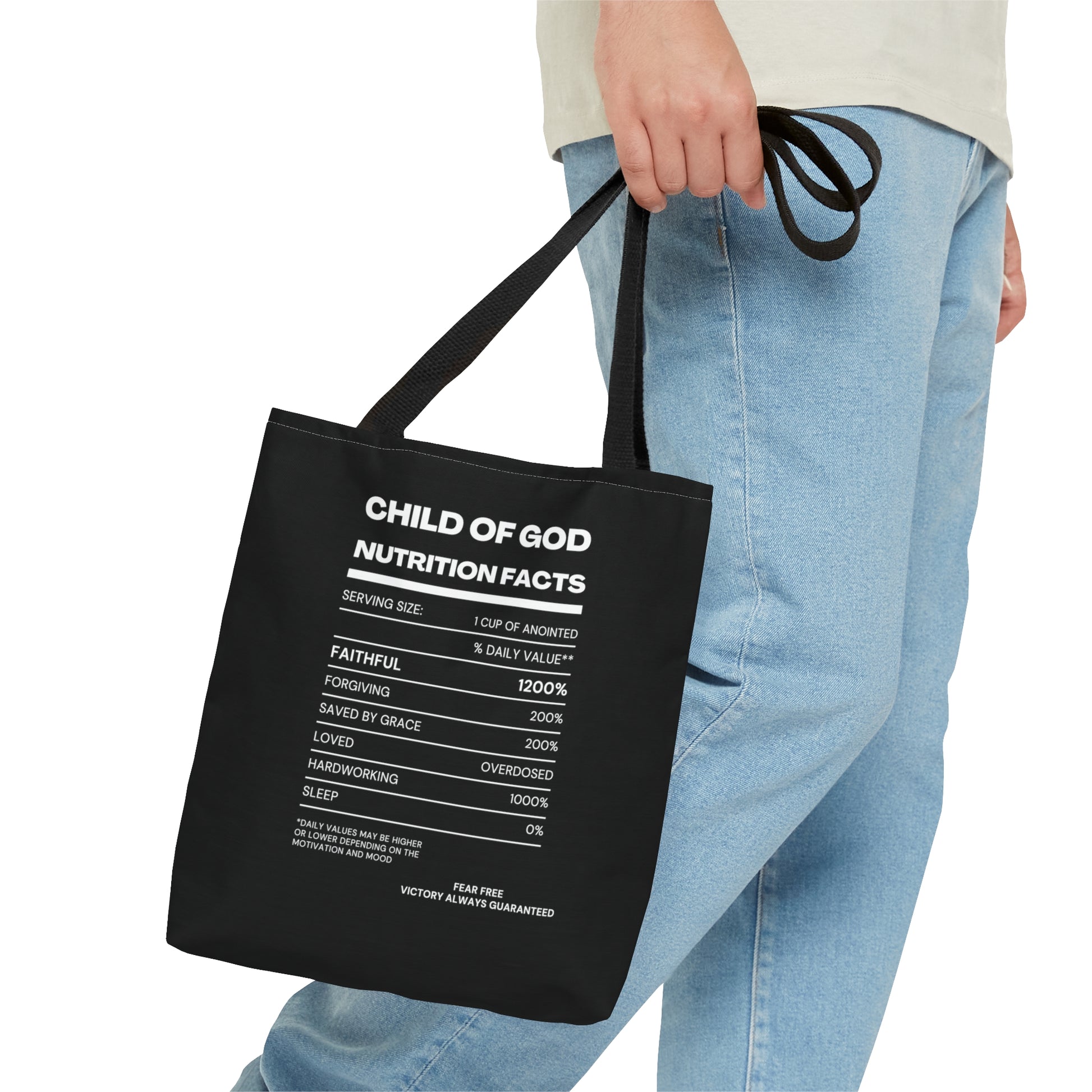 Child Of God Nutrition Facts Tote Bag Printify