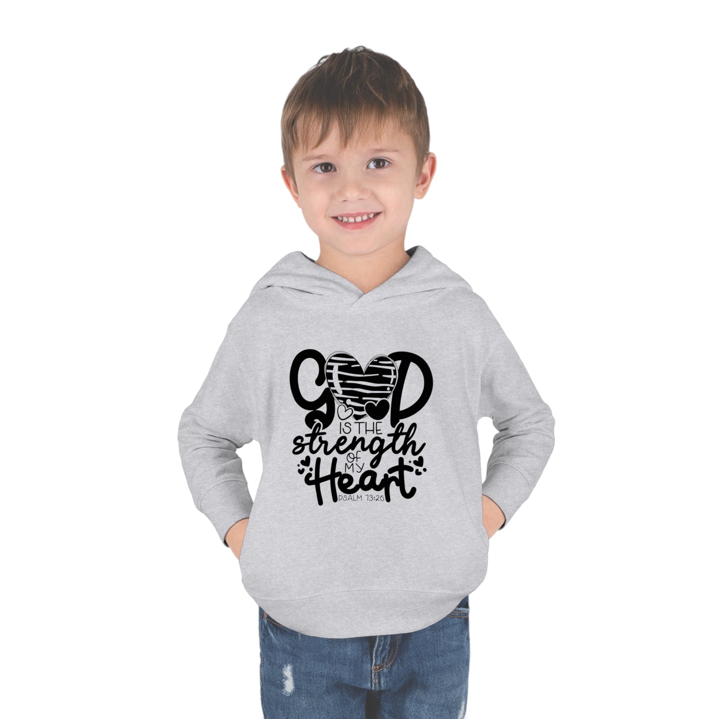 God Is The Strength Of My Heart Christian Toddler Pullover Fleece Hooded Sweatshirt