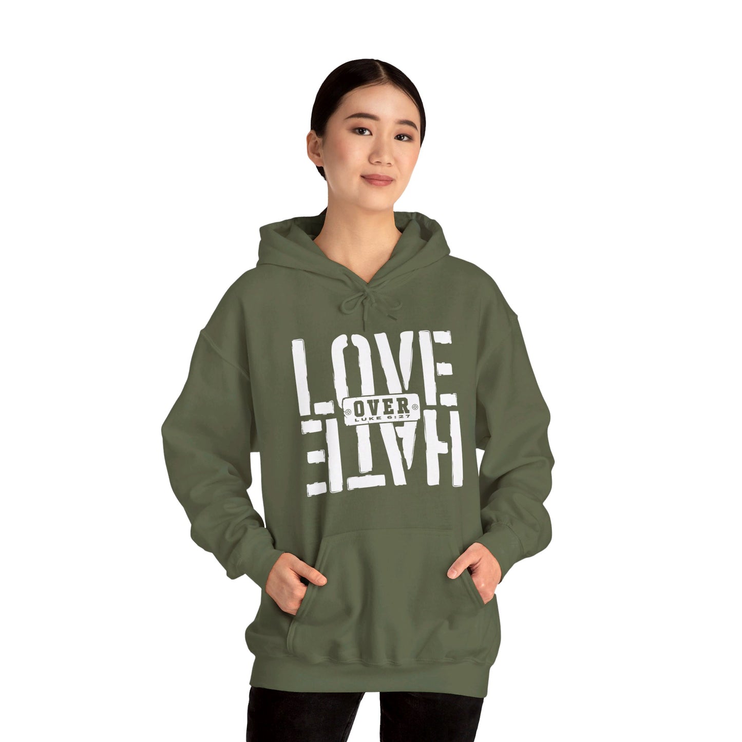 Love Over Hate Unisex Christian Pullover Hooded Sweatshirt