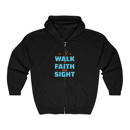 I Walk By Faith Not By Sight Unisex Heavy Blend Full Zip Hooded Sweatshirt