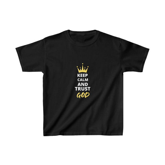 Keep Calm And Trust God Youth Christian T-Shirt Printify
