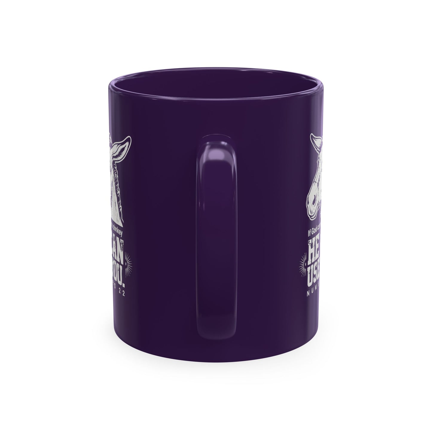 Donkey Wisdom Christian Multicolor Ceramic Mug — "If God Can Use A Donkey, He Can Use You" Faith & Farmhouse Coffee Cup