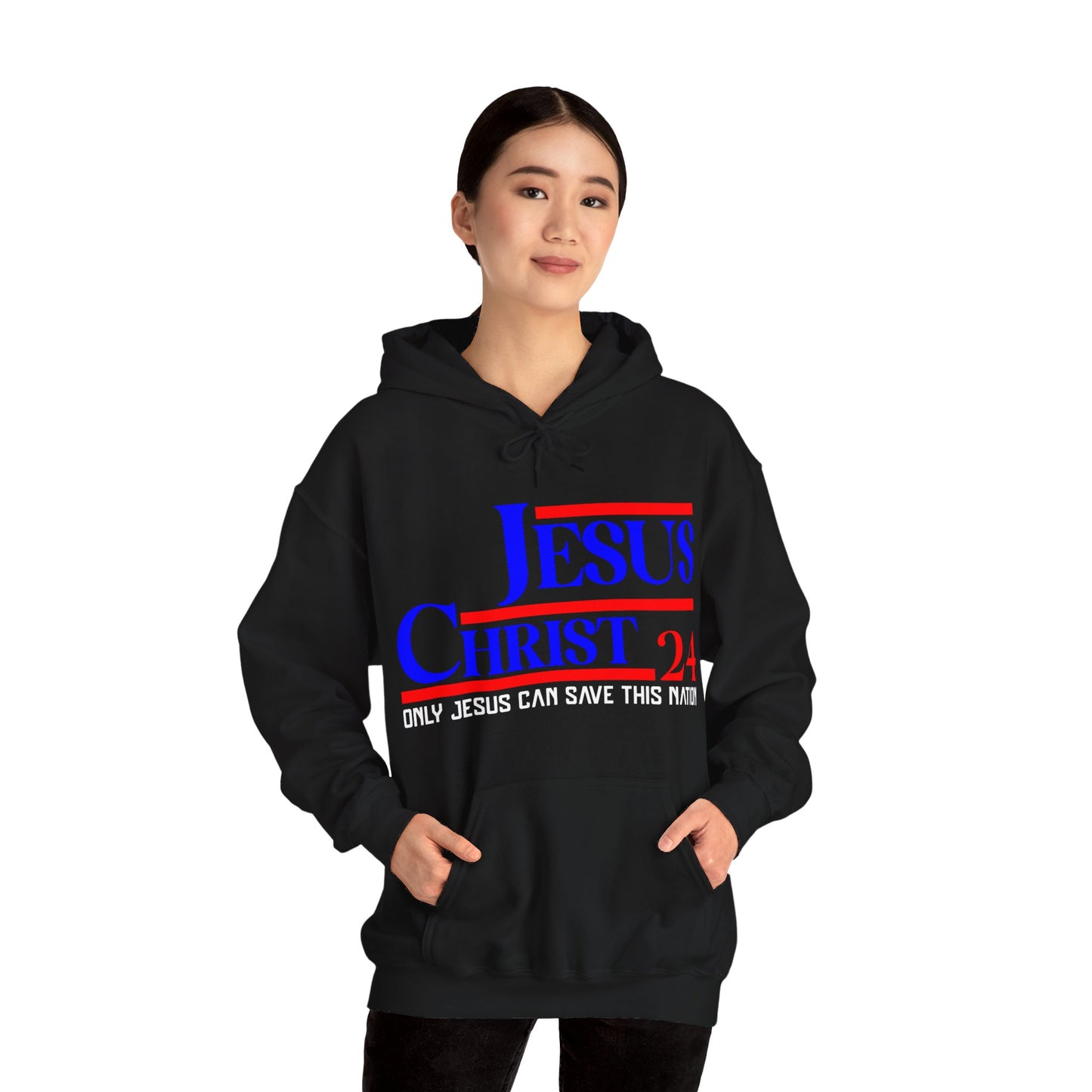 Jesus Christ 2024 Only Jesus Can Save This Nation Election Year Unisex Christian Hooded Pullover Sweatshirt