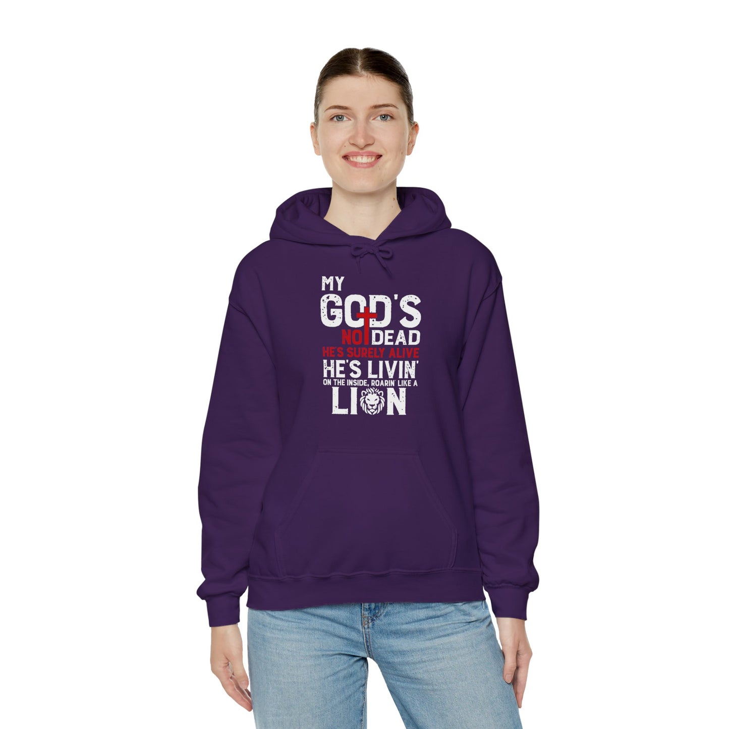 My God's Not Dead He's Surely Alive Unisex Christian Hooded Pullover Sweatshirt