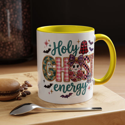Accent Christian Coffee Mug — "Holy Ghost Energy" Halloween Cute Spooky Ceramic Mug (11/15oz)