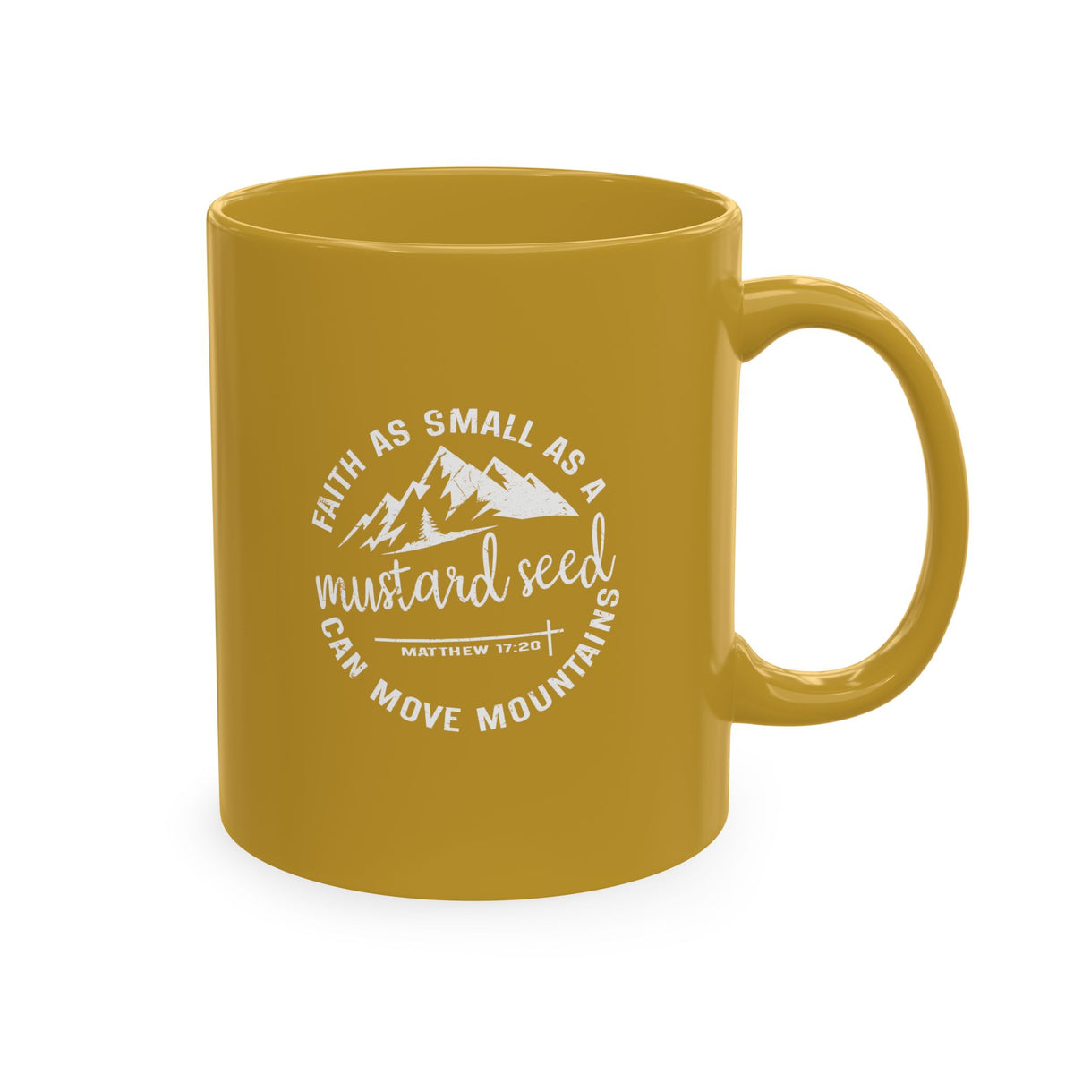 Mustard Christian Ceramic Mug — "Faith as Small as a Mustard Seed" Inspirational Coffee Cup