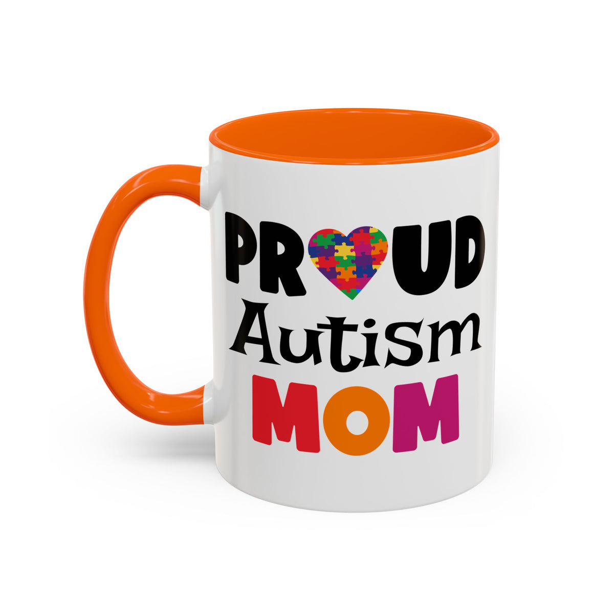 Proud Autism Mom Coffee Mug - Colorful Heart Design (11, 15oz)