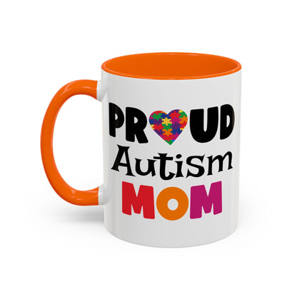 Proud Autism Mom Coffee Mug - Colorful Heart Design (11, 15oz)