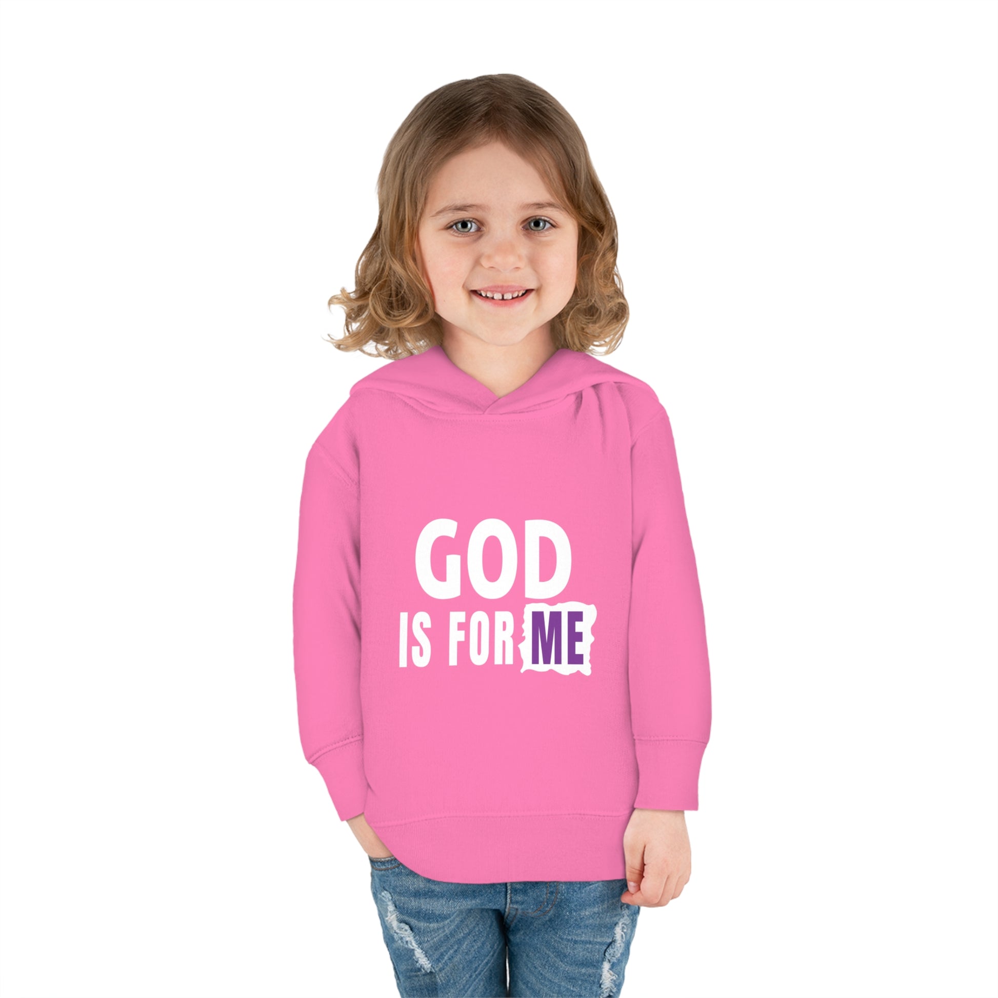 God Is For Me Christian Toddler Pullover Fleece Hoodie Printify