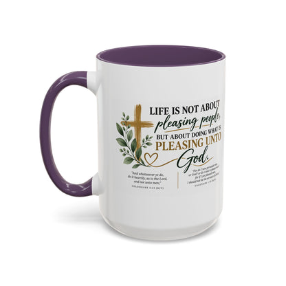 Christian Coffee Mug – "Pleasing Unto God" Inspirational Accent Mug (11/15oz)
