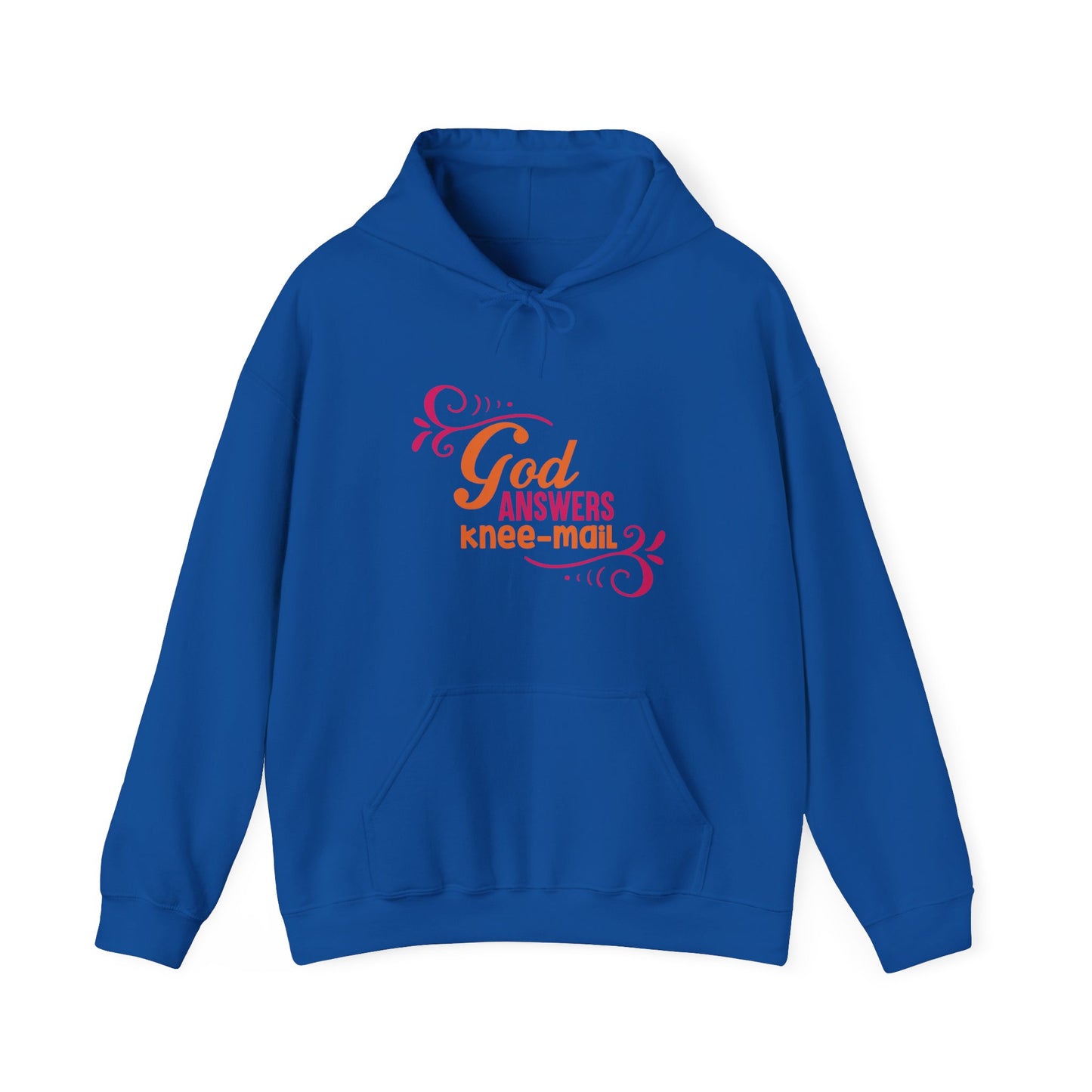 God Answers Knee Mail Funny Unisex Christian Hooded Pullover Sweatshirt