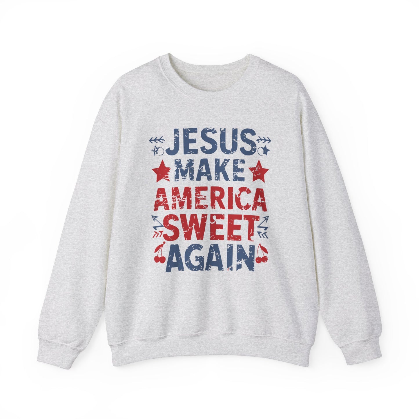 Jesus Make America Sweet Again Patriotic  Unisex Heavy Blend™ Crewneck Christian Sweatshirt