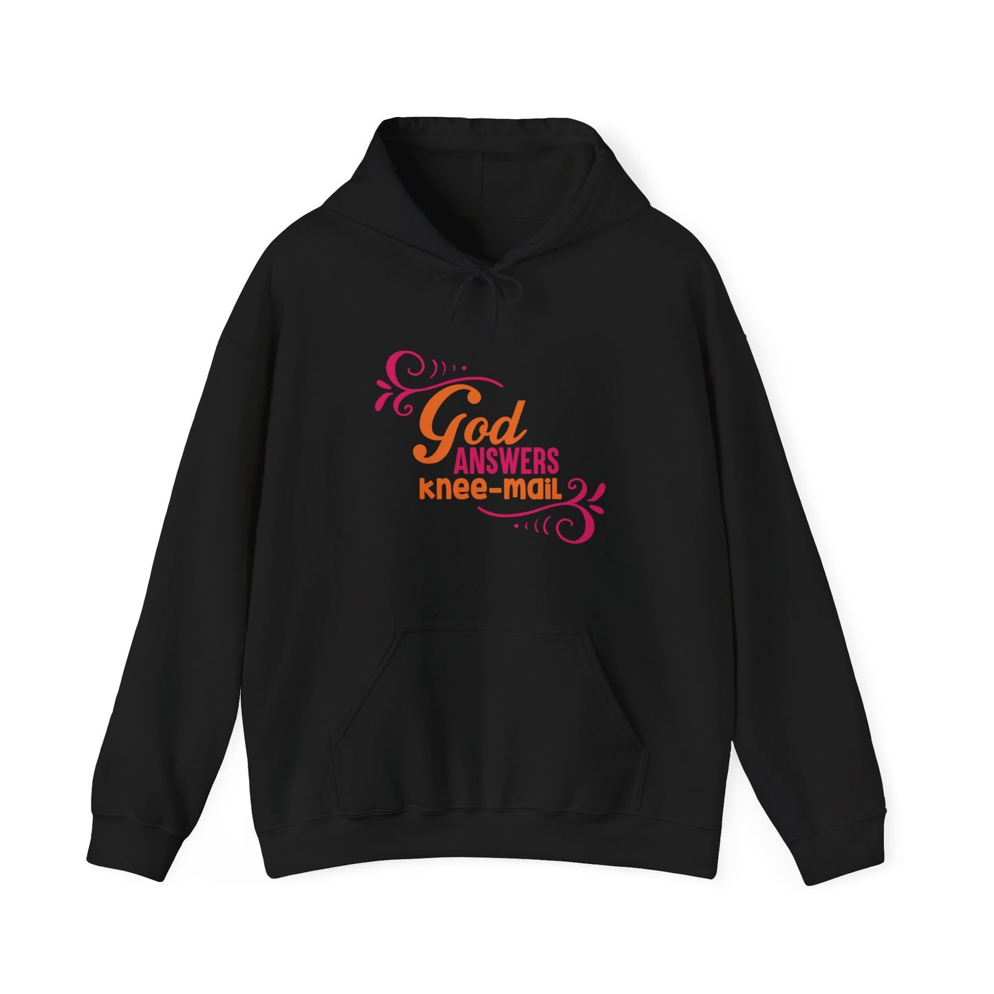 God Answers Knee Mail Funny Unisex Christian Hooded Pullover Sweatshirt