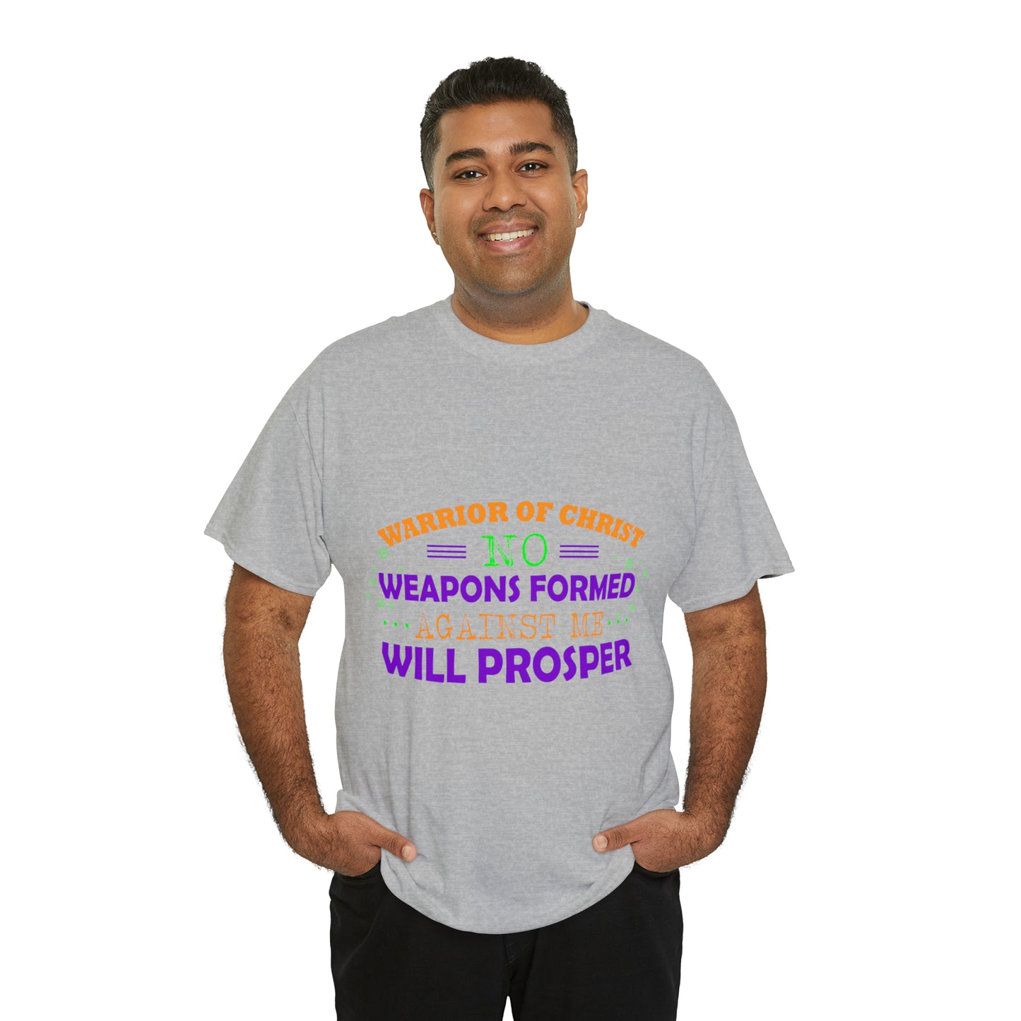 Warrior Of Christ No Weapons Formed Against Me Will Prosper Unisex Heavy Cotton Tee