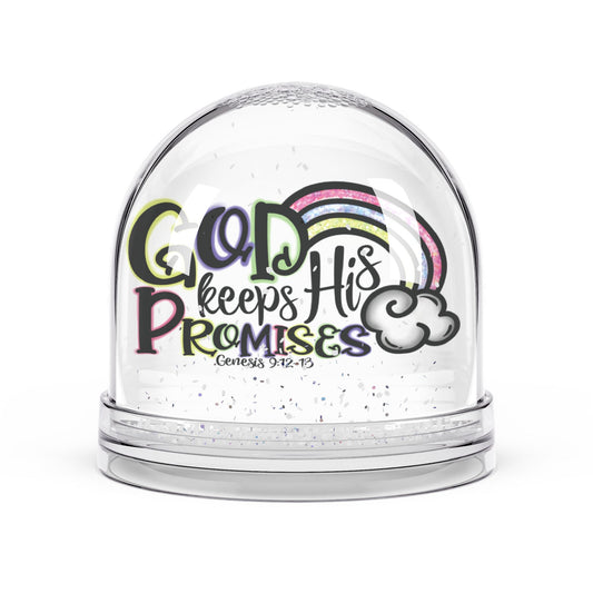 Christian Snow Globe, Religious Home Decor, Inspirational Gift, Christmas Decoration, He Keeps His Promises