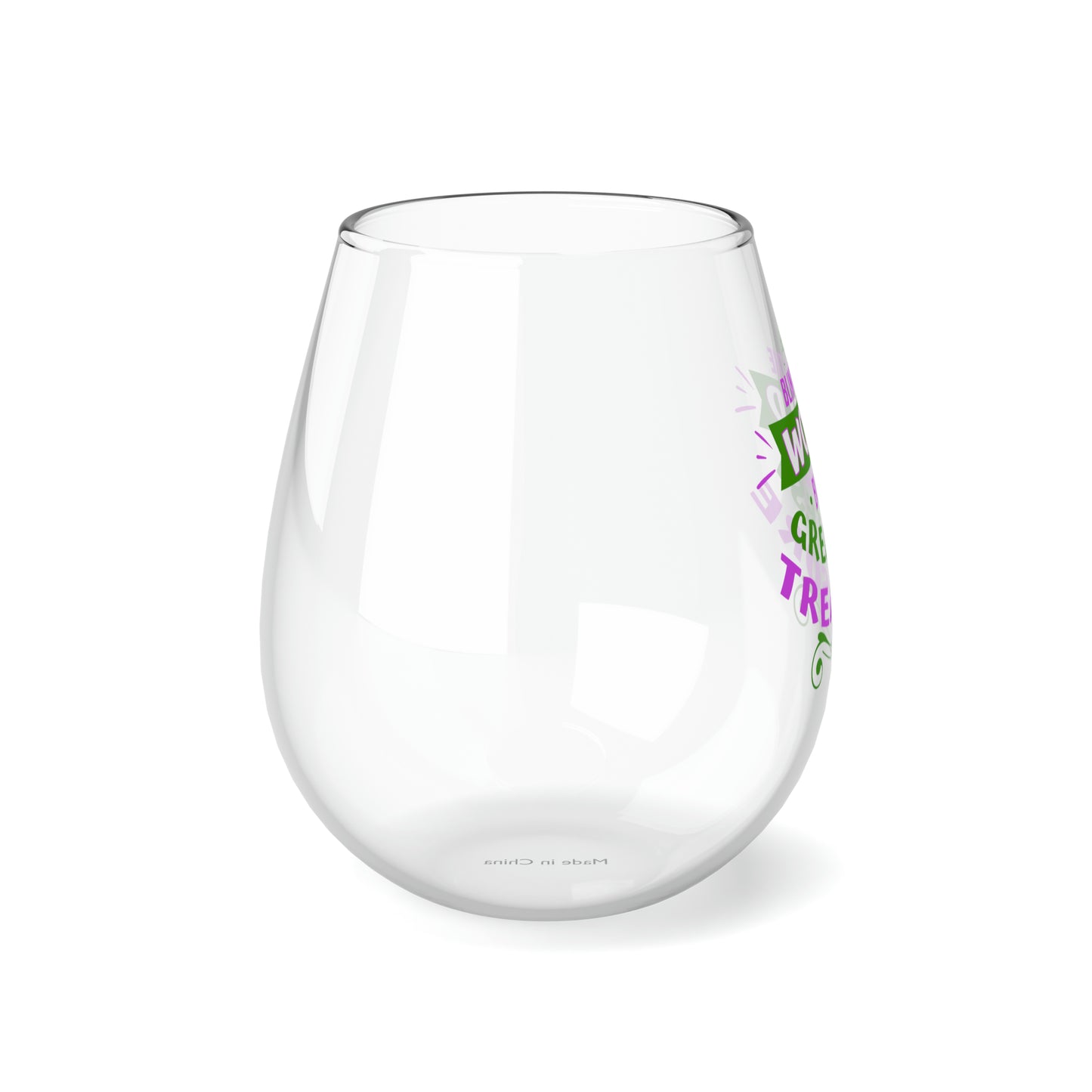 Blind To The World But His Greatest Treasure Stemless Wine Glass, 11.75oz
