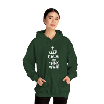 Keep Calm And Think What Would He Do (wwjd)Unisex Christian Hooded Pullover Sweatshirt