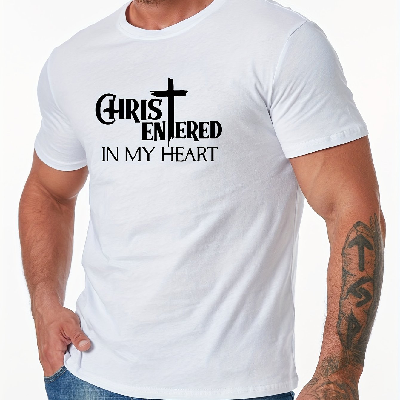 Christ Entered In My Heart Men's Christian T-shirt claimedbygoddesigns