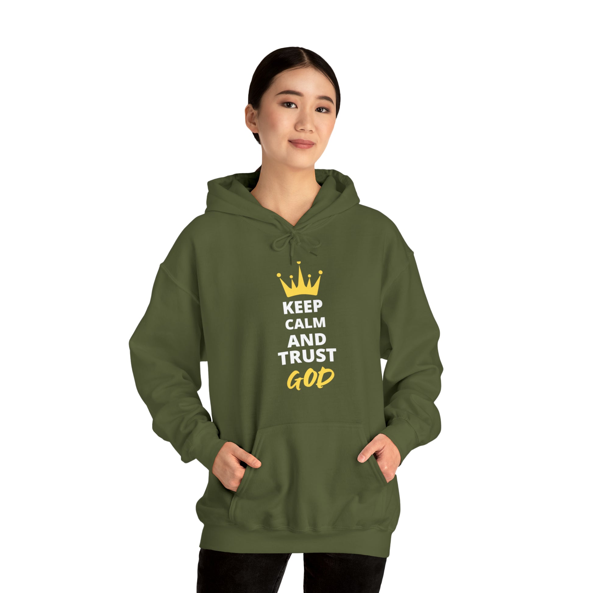 Keep Calm And Trust In God Unisex Hooded Sweatshirt Printify