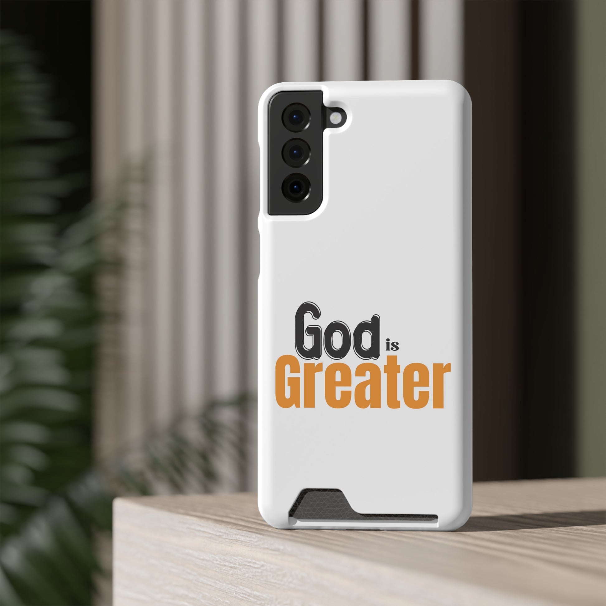 God Is Greater Christian Phone Case With Card Holder Printify