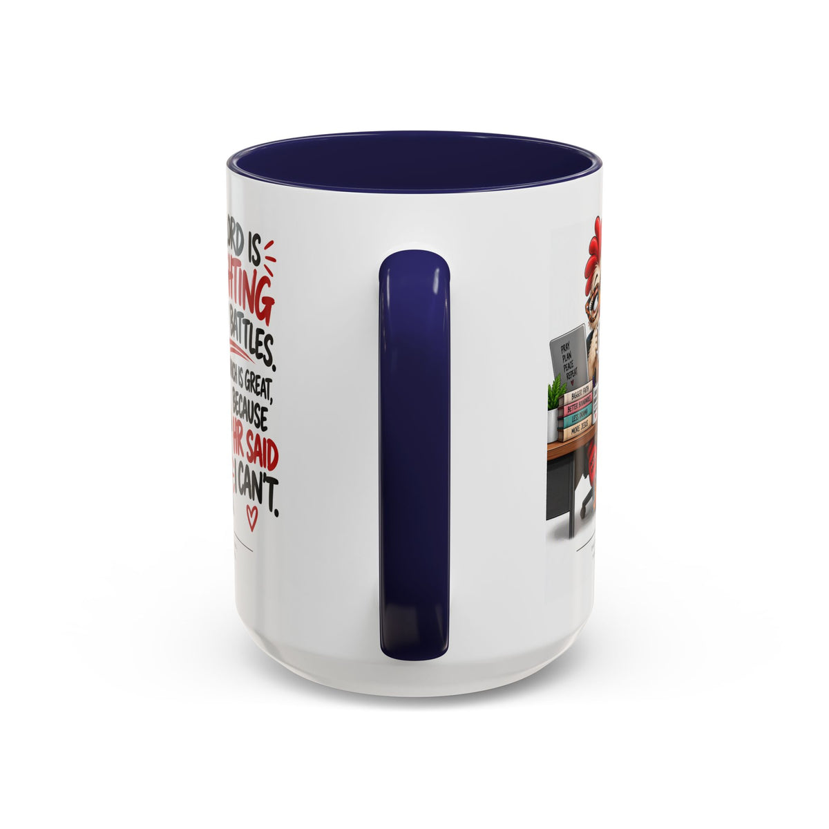 Inspirational Accent Coffee Mug — “The Lord Is Fighting My Battles” Faith Quote (11/15oz)
