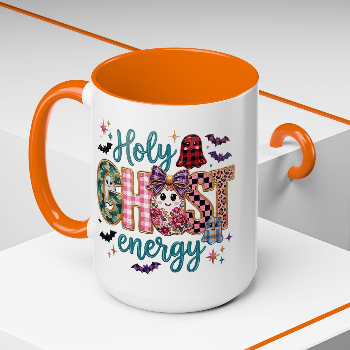 Accent Christian Coffee Mug — "Holy Ghost Energy" Halloween Cute Spooky Ceramic Mug (11/15oz)