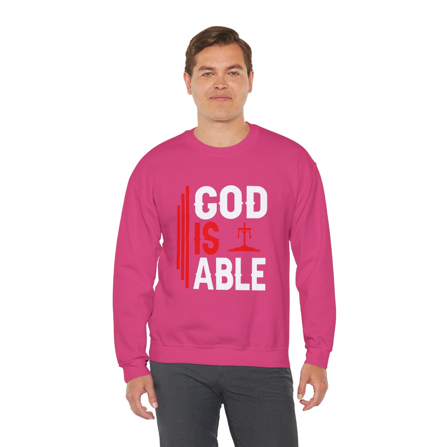 God Is Able  Unisex Heavy Blend™ Crewneck Christian Sweatshirt