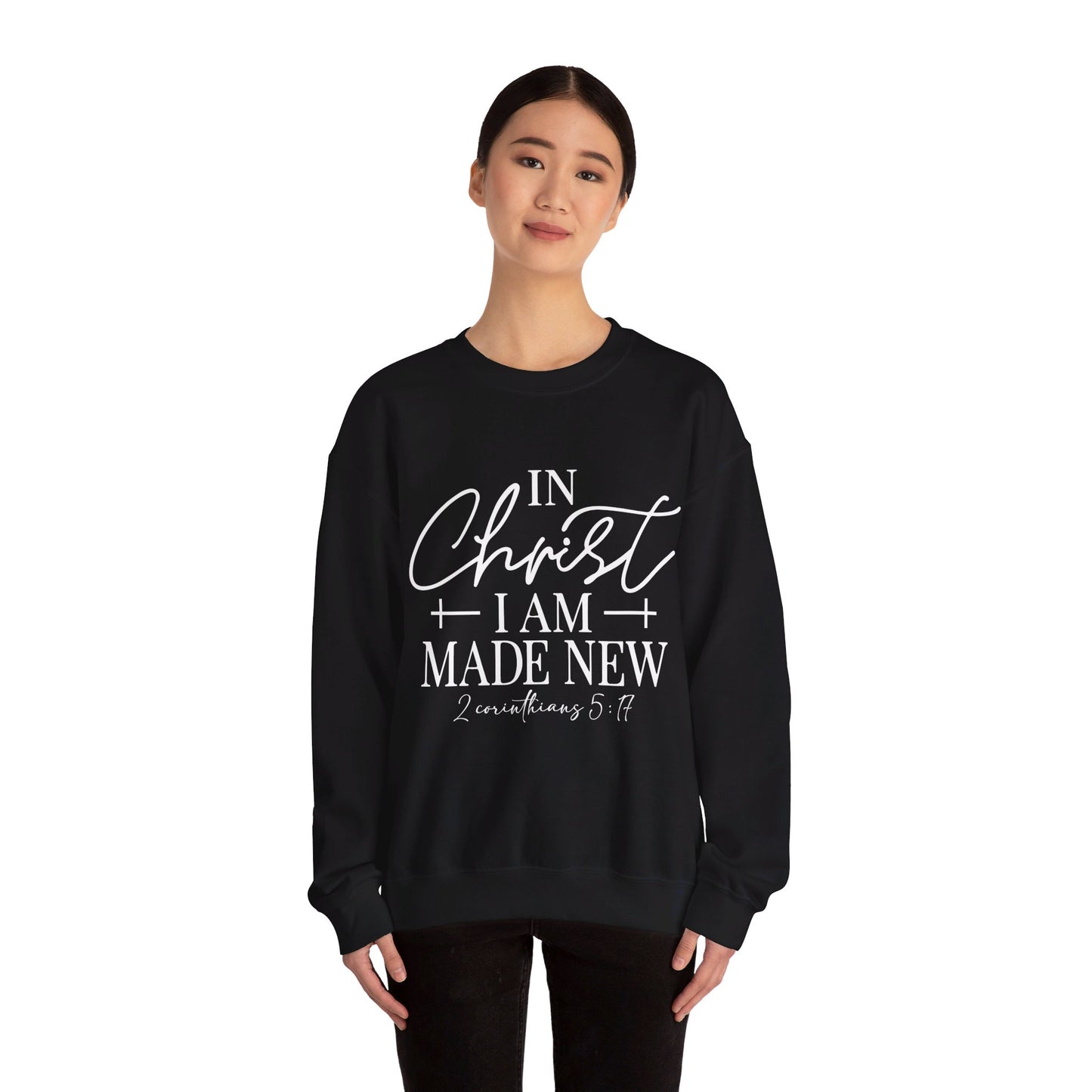 2 Corinthians 5:17 In Christ I Am Made New Unisex Heavy Blend™ Crewneck Christian Sweatshirt