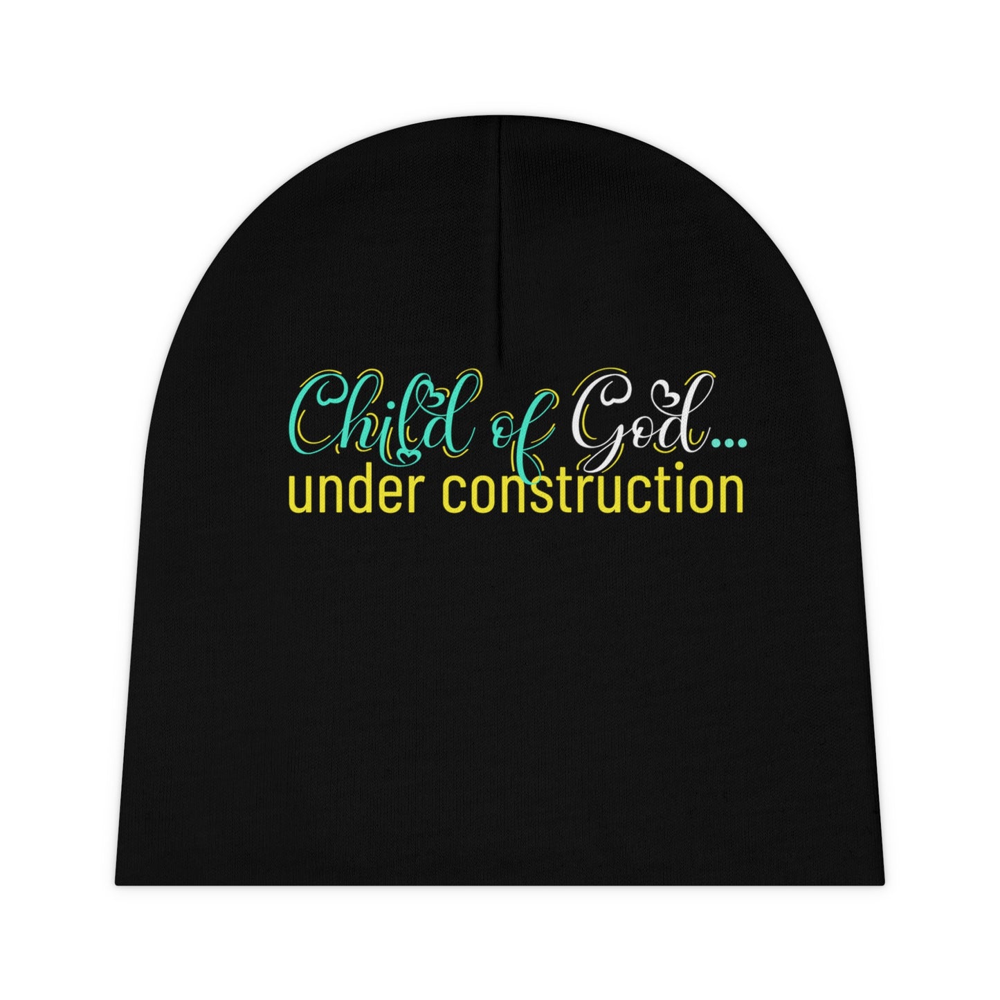 Child Of God Under Construction Christian Baby Beanie (AOP) Printify