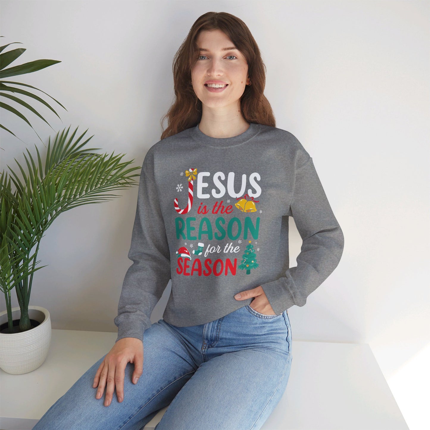 Jesus Is The Reason For The Season Christmas Unisex Heavy Blend™ Crewneck Christian Sweatshirt