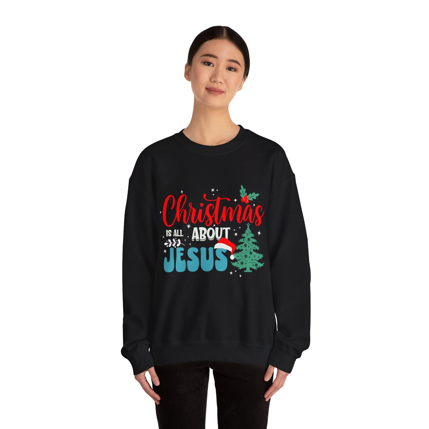 Christmas Is All About Jesus (Christmas Themed) Unisex Heavy Blend™ Crewneck Christian Sweatshirt