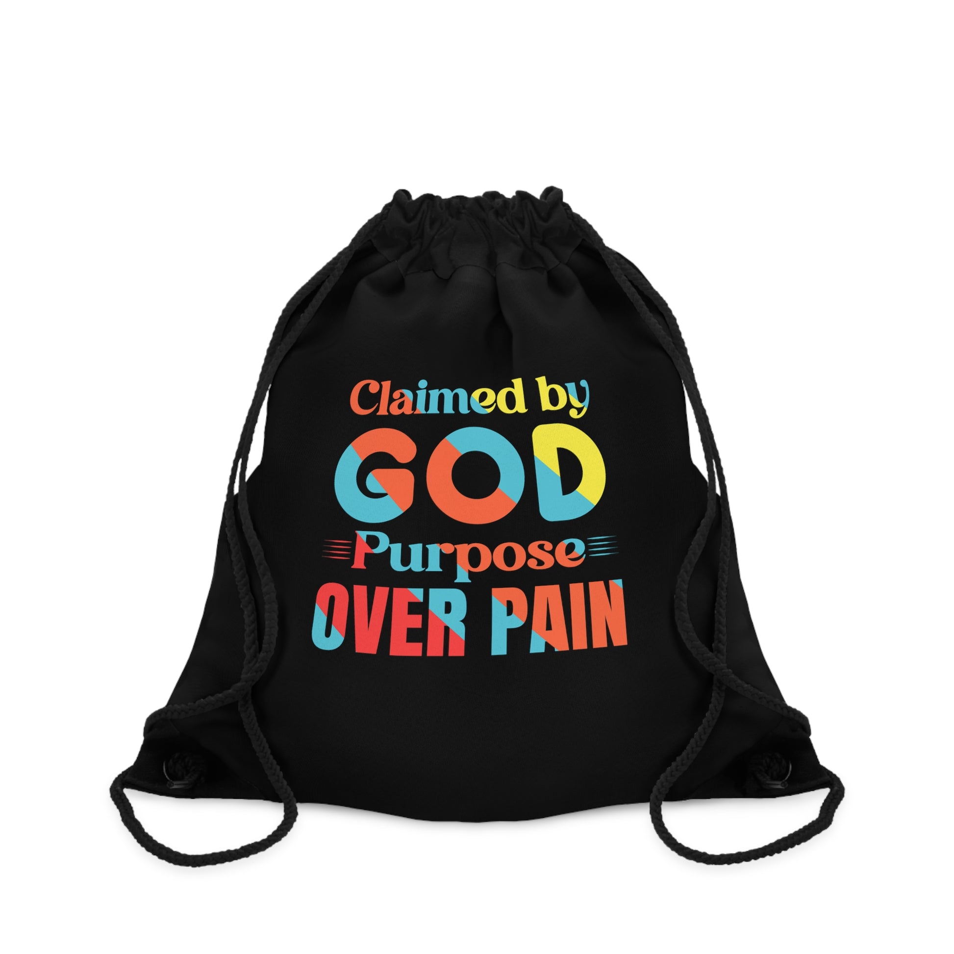 Claimed By God Purpose Over Pain Christian Drawstring Bag Printify