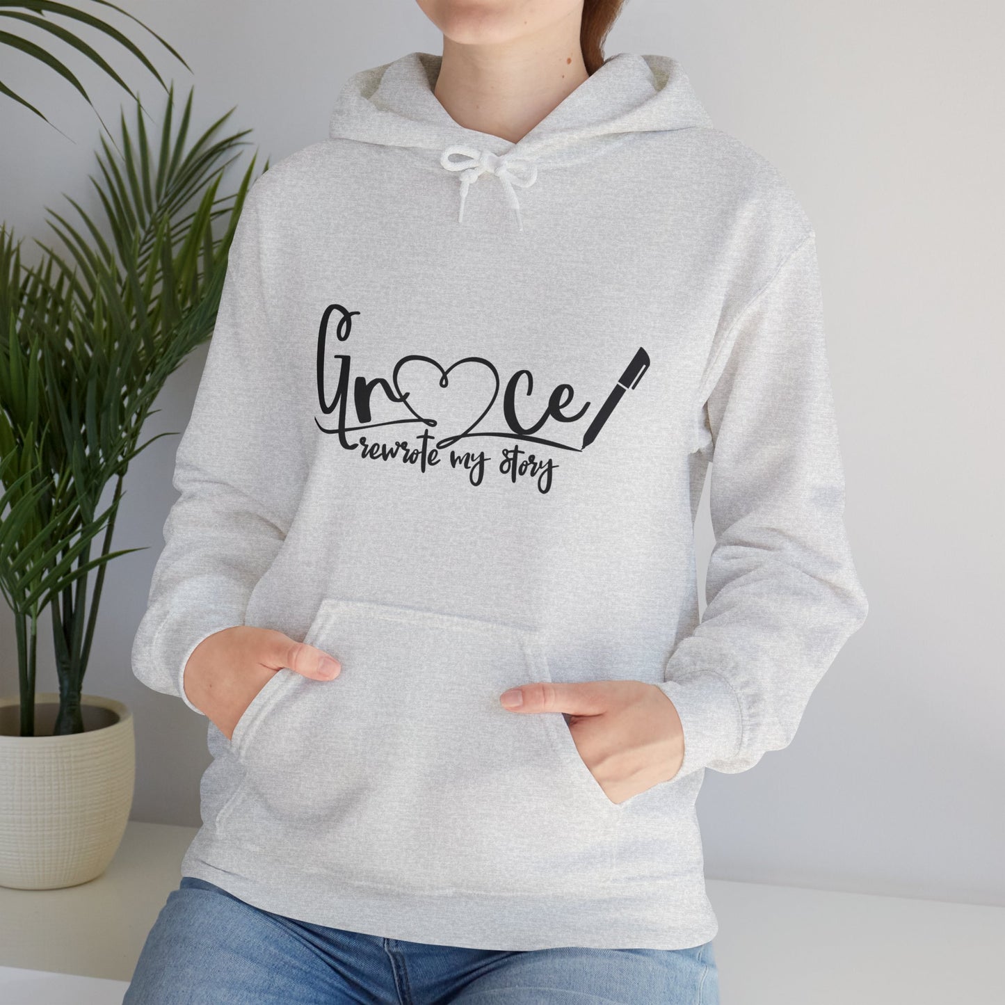 Grace Rewrote My Story Unisex Christian Pullover Hooded Sweatshirt