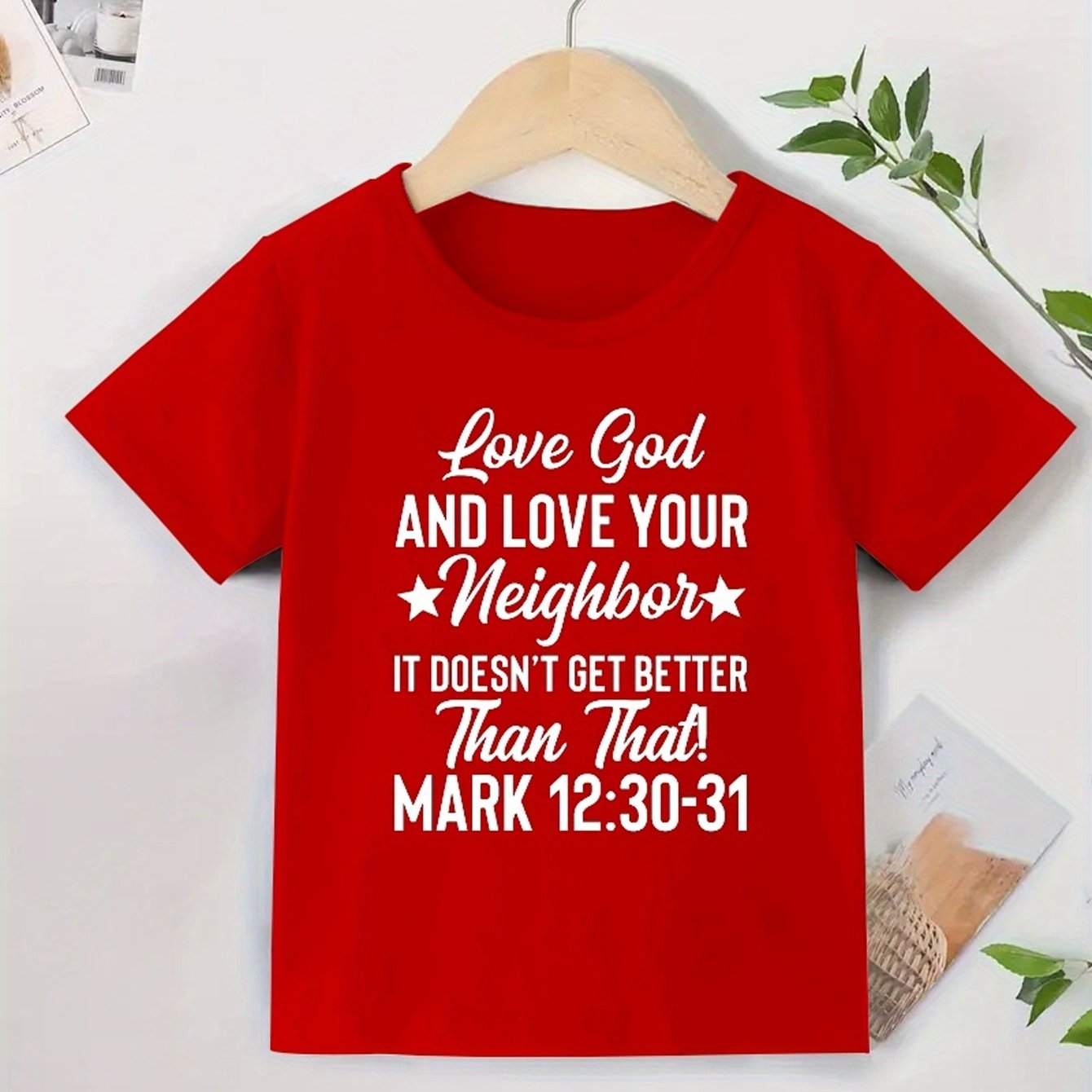 Mark 12:30-31 LOVE GOD AND LOVE YOUR NEIGHBOR Youth Christian T-shirt claimedbygoddesigns