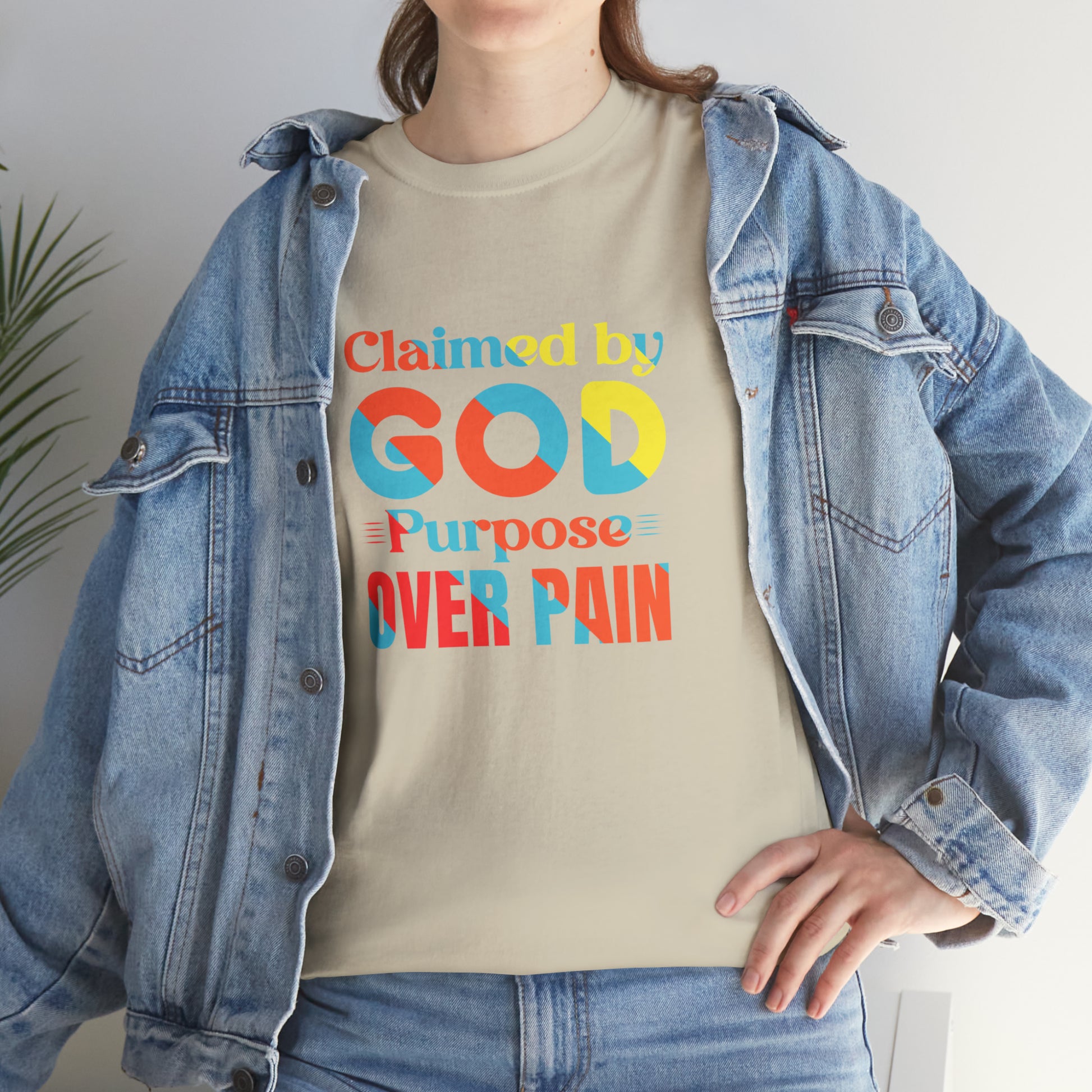 Claimed By God Purpose Over Pain Unisex Heavy Cotton Tee Printify