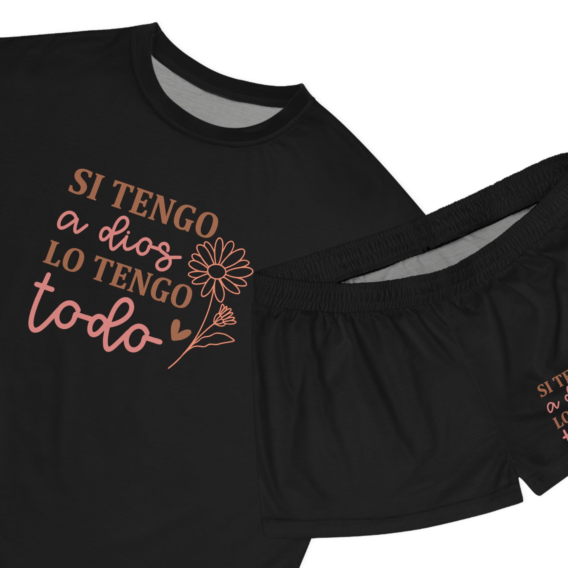 SI TENGO A DIOS LO TENGO TODO CHRISTIAN SPANISH WOMEN'S SHORT PAJAMAS SET Printify