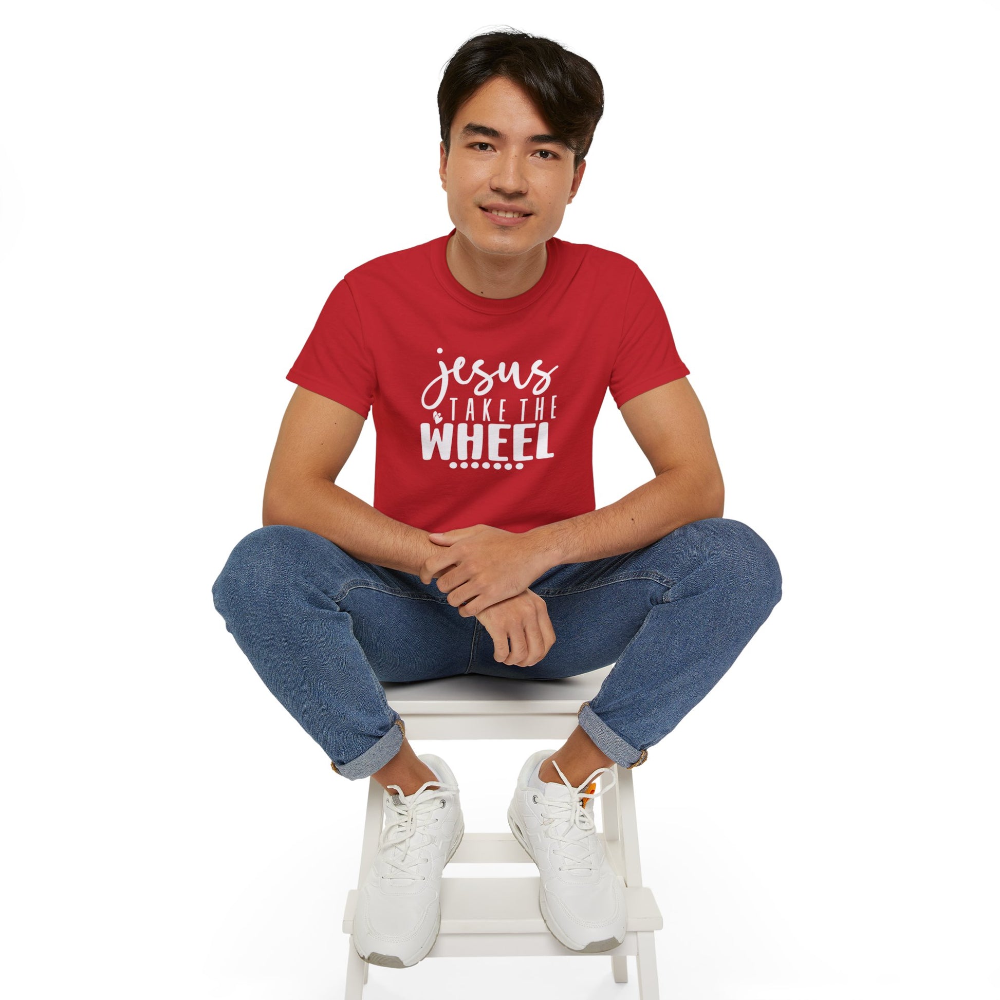 Jesus Take The Wheel Funny Unisex Christian Ultra Cotton Tee Printify