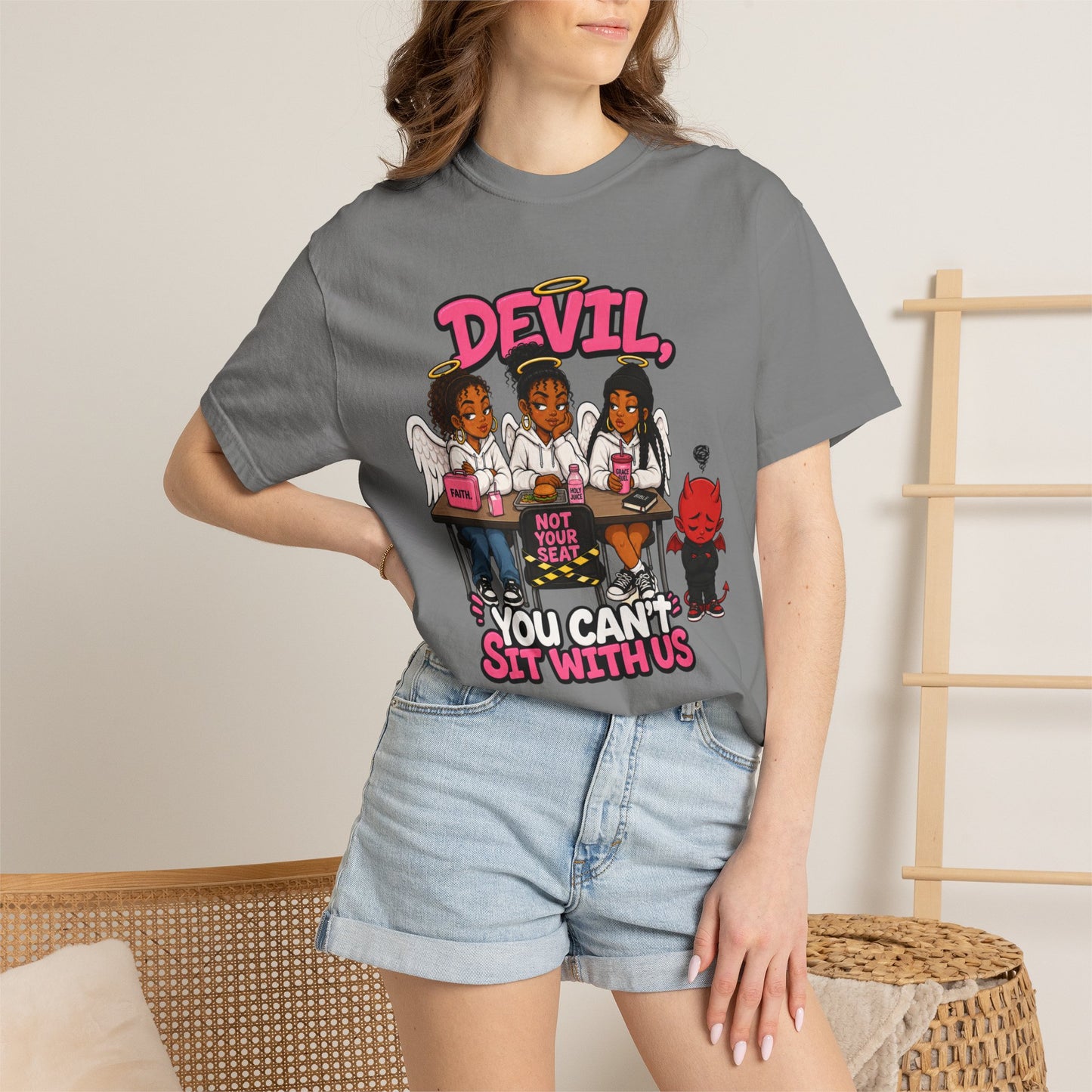You Can't Sit With Us T-Shirt — 'Devil' Funny Girls Desk Graphic Tee