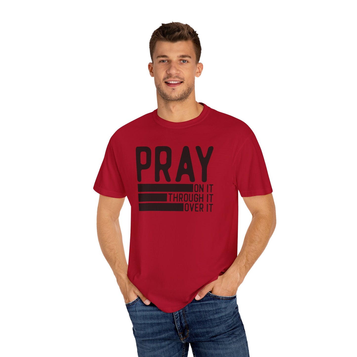 Pray On It Through It Over It Because Adulting Is Hard Without Jesus Unisex Christian T-shirt