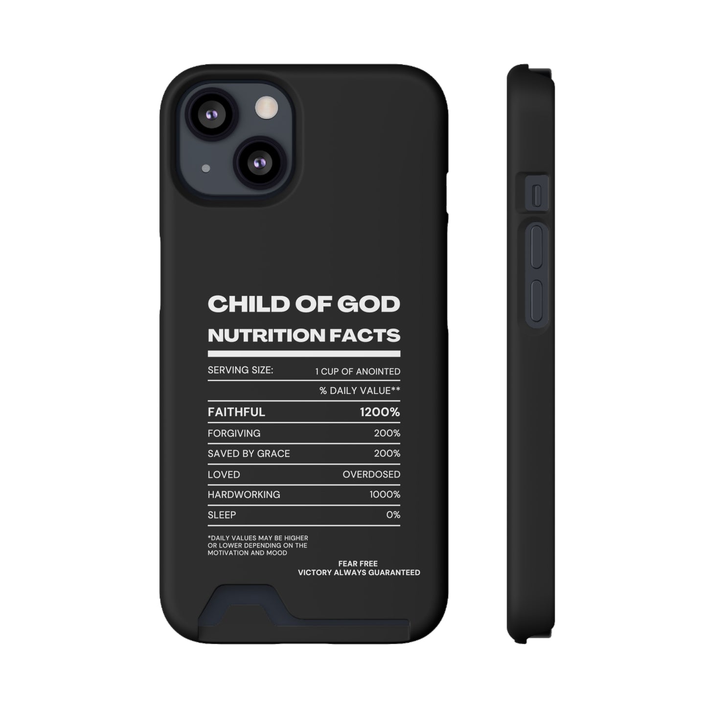 Child Of God Nutrition Facts Christian Phone Case With Card Holder Printify