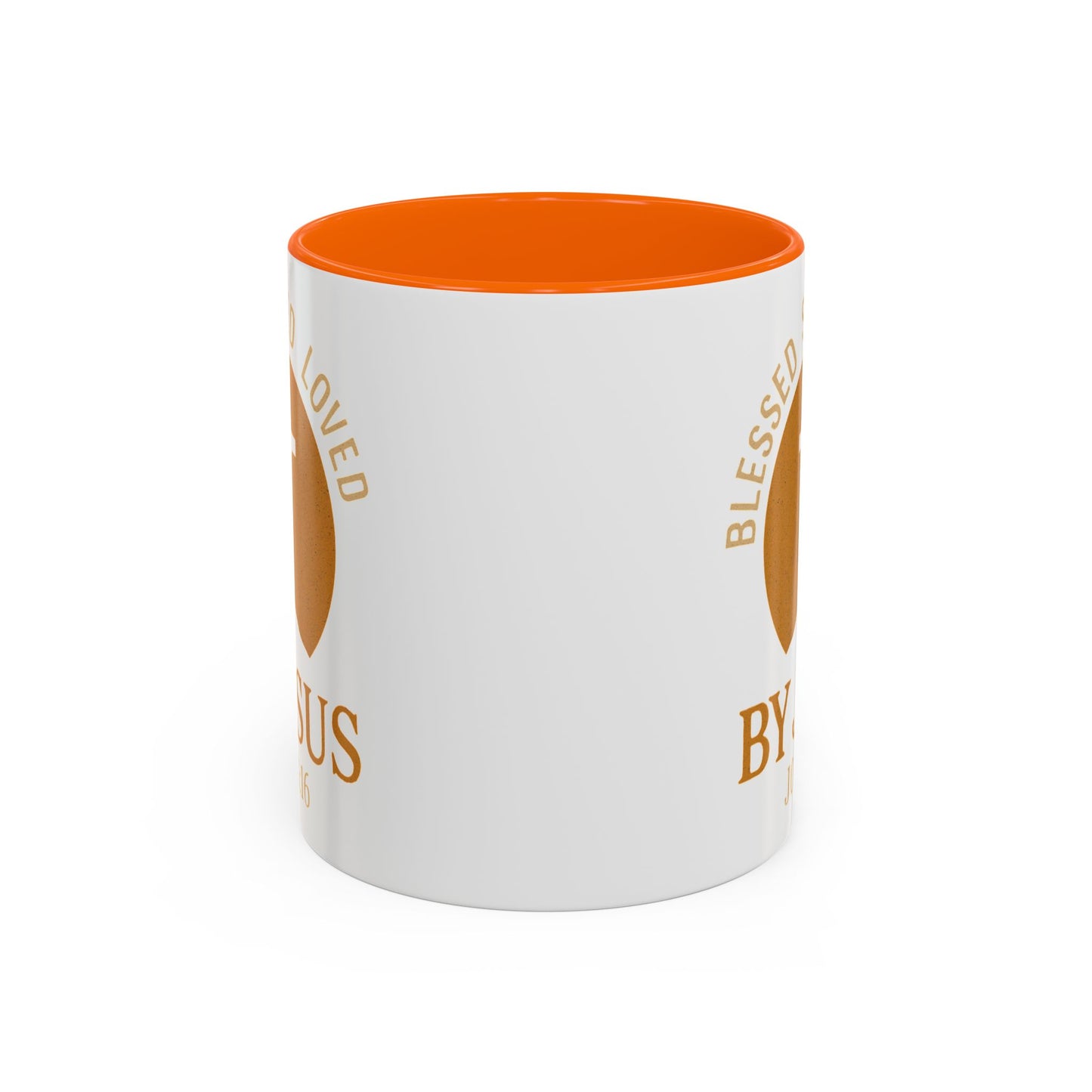 Inspirational Accent Coffee Mug - Blessed, Saved, Loved by Him | John 3:16